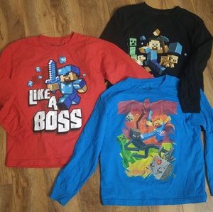 Lot of 3 Long Sleeve Minecraft Shirts by Mojang